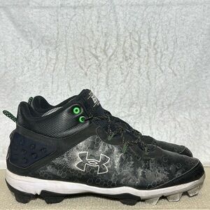 Under Armour Mens Black Harper Mid RM Baseball Softball Cleats Shoes SZ US 10.5